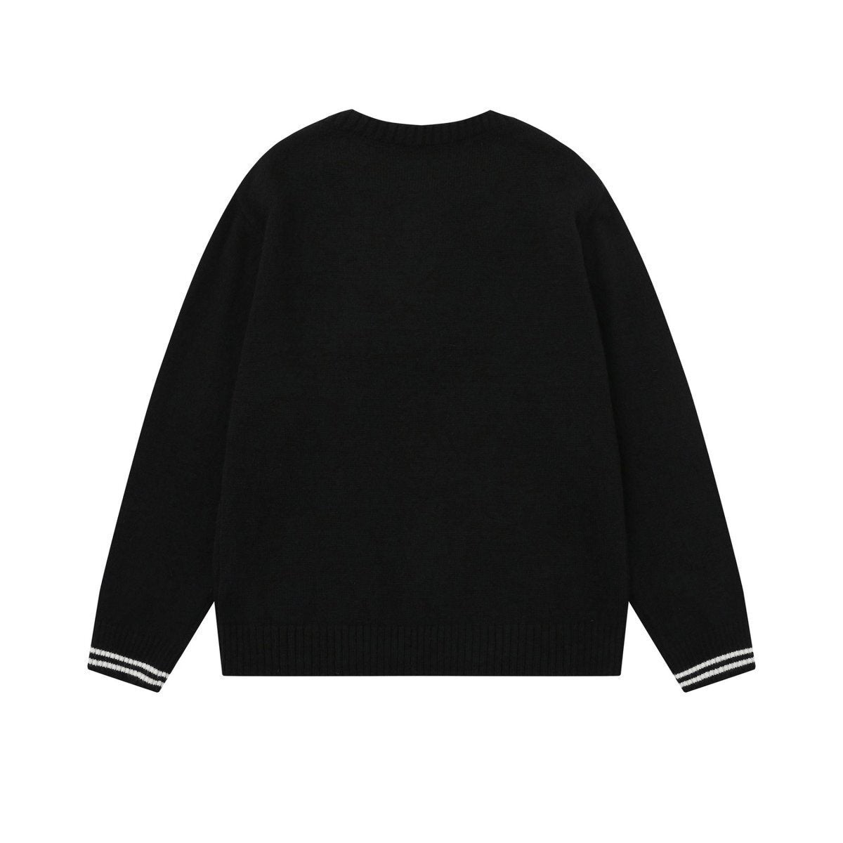 Embroidery Design  Henley Neck  Loose  Knit Sweater