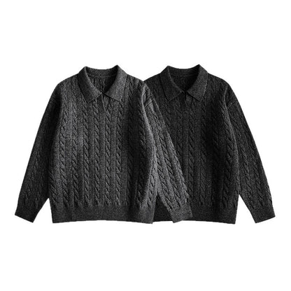 Men's Sweater Knit Long Sleeve Turn-down Collar Men's Sweater