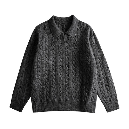 Men's Sweater Knit Long Sleeve Turn-down Collar Men's Sweater