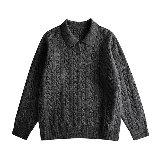 Men's Sweater Knit Long Sleeve Turn-down Collar Men's Sweater